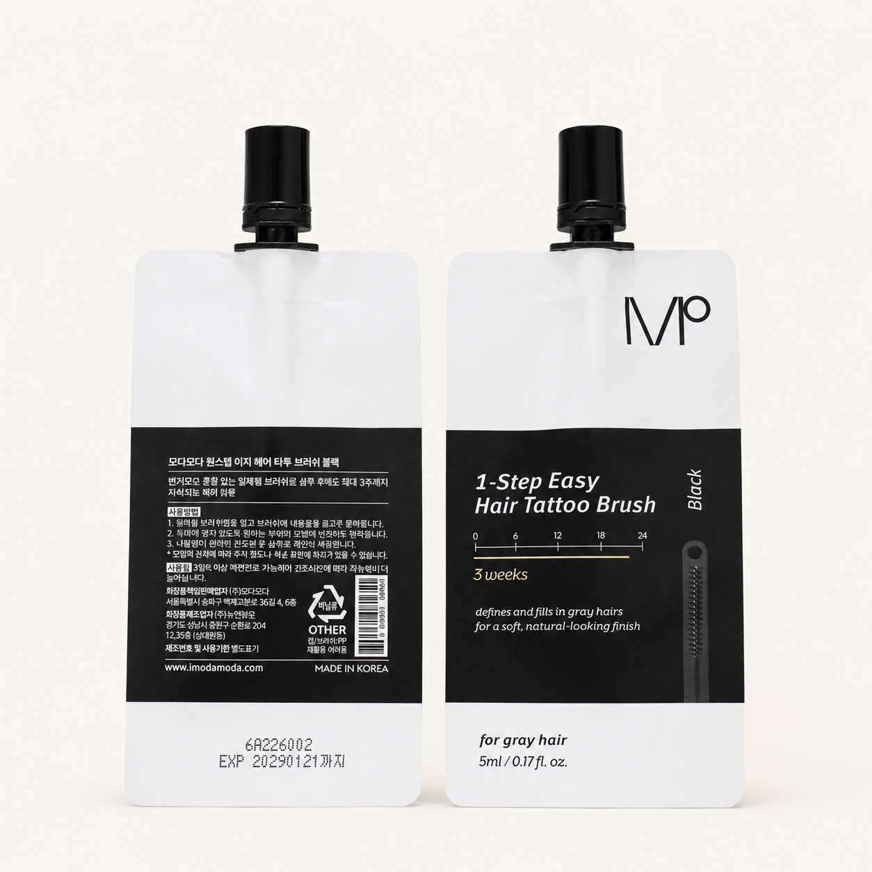 MODAMODA | 1-Step Easy Hair Tattoo Brush Set 5 ml x 4 (Black)