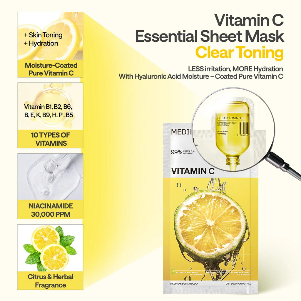 MEDIHEAL | Vitamin C Essential Mask Clear Toning