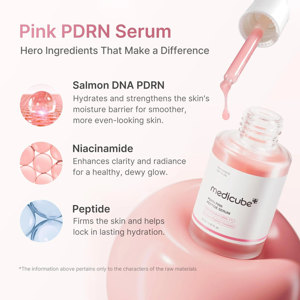 MEDICUBE | PDRN Pink Peptide Ampoule Set 30 ml (+ Ampoule 10 ml + Moisturizing Cream 10 ml)